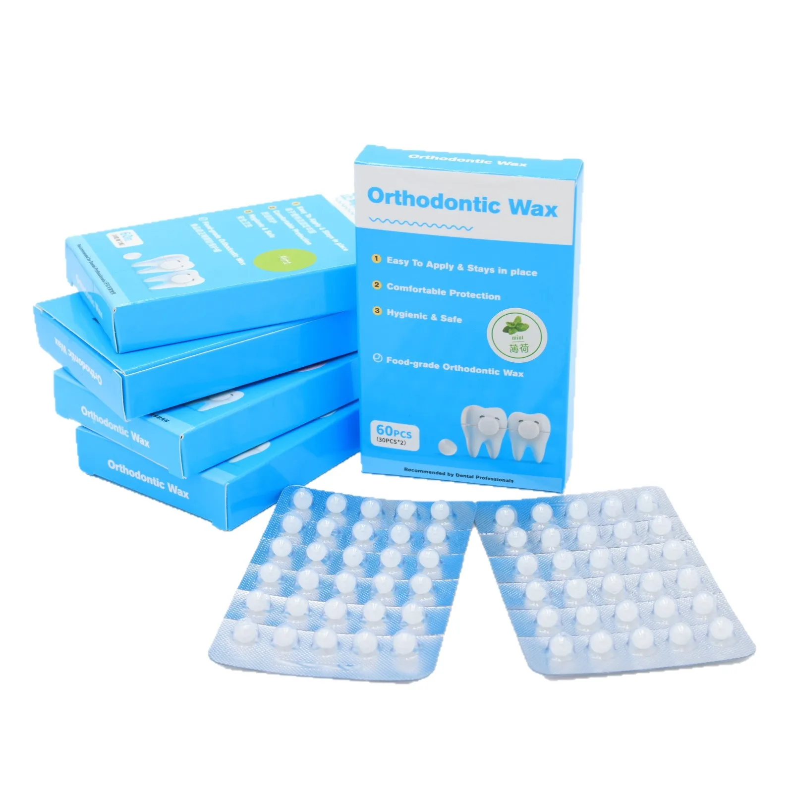 60pcs/Box Dental Orthodontic Protective Wax for Braces Individually Packaged Anti-grinding Dental Denture Protection Oral Care