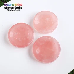 Natural Crystal Quartz Pink Rose Quartz Round Bowl Ornaments Round Healing Gemstones Energy Crystals Gift Home Decoration
