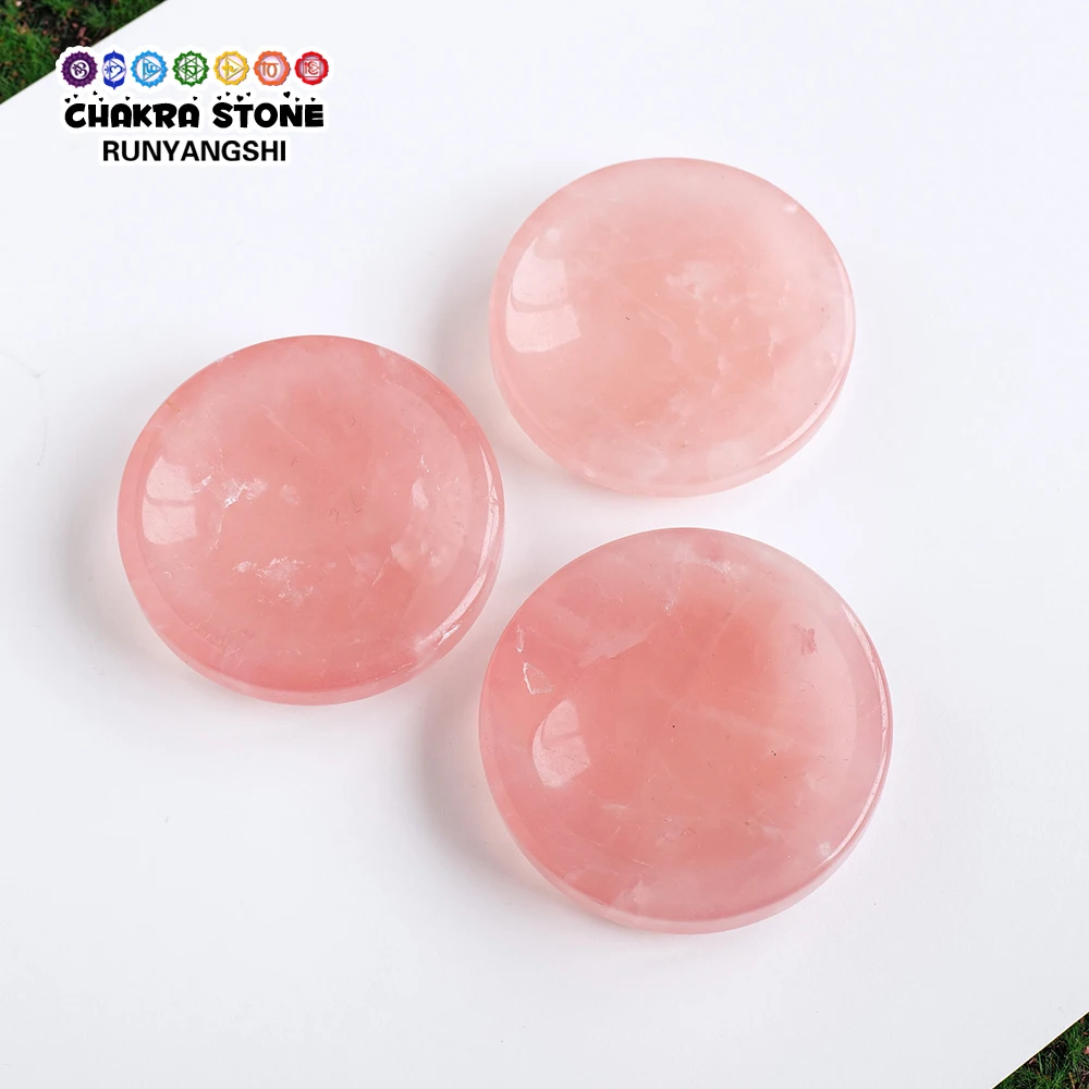 Natural Crystal Quartz Pink Rose Quartz Round Bowl Ornaments Round Healing Gemstones Energy Crystals Gift Home Decoration