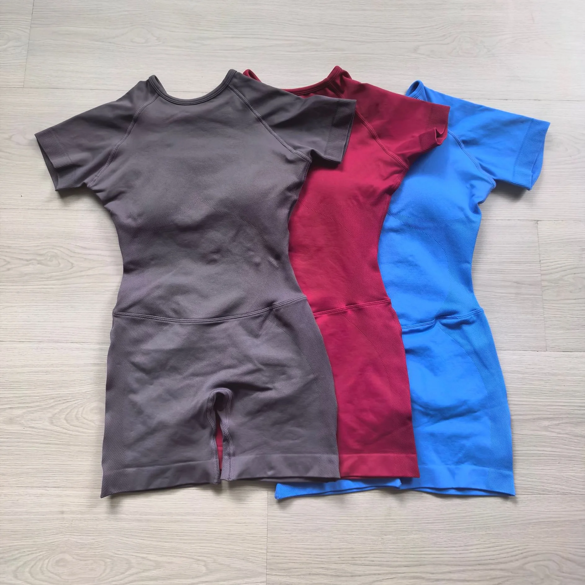 New Short Sleeve One Piece Women's Backless Gym Set Yoga Tee Jumpsuit Workout Sports Playsuit Open Back Fitness Sportswear