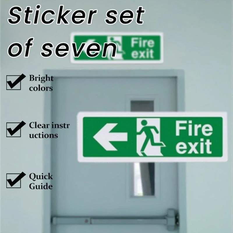 Easy Mounting Exits Signs RIGHT LEFT UP DOWN Safety Signs Weatherproof Adhesive Sticker Signage Notice Sign 896C