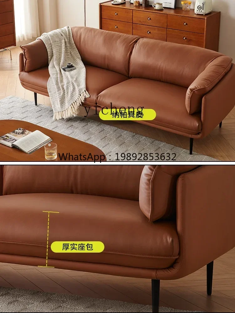 

ACC Leather Sofa Retro First Layer Cowhide Ecological Technology Leather Small Apartment Living Room Double Sofa
