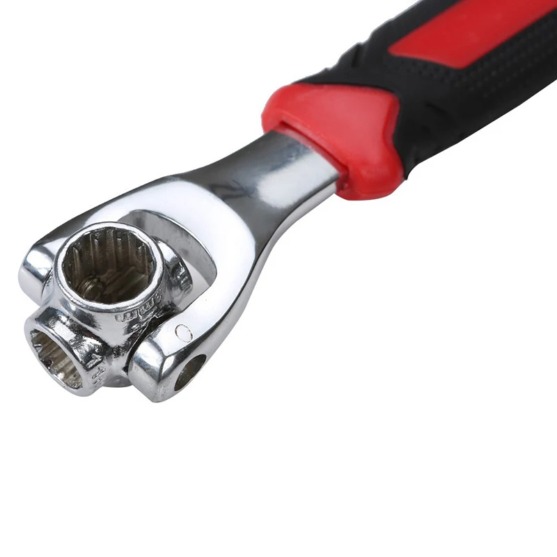 48-in-1 Car Tools Multifunctional Socket Wrench Set Metric 8-19mm SAE 5/16"-3/4 Non-Slip Handle 360 Degree Swivel Head Universal