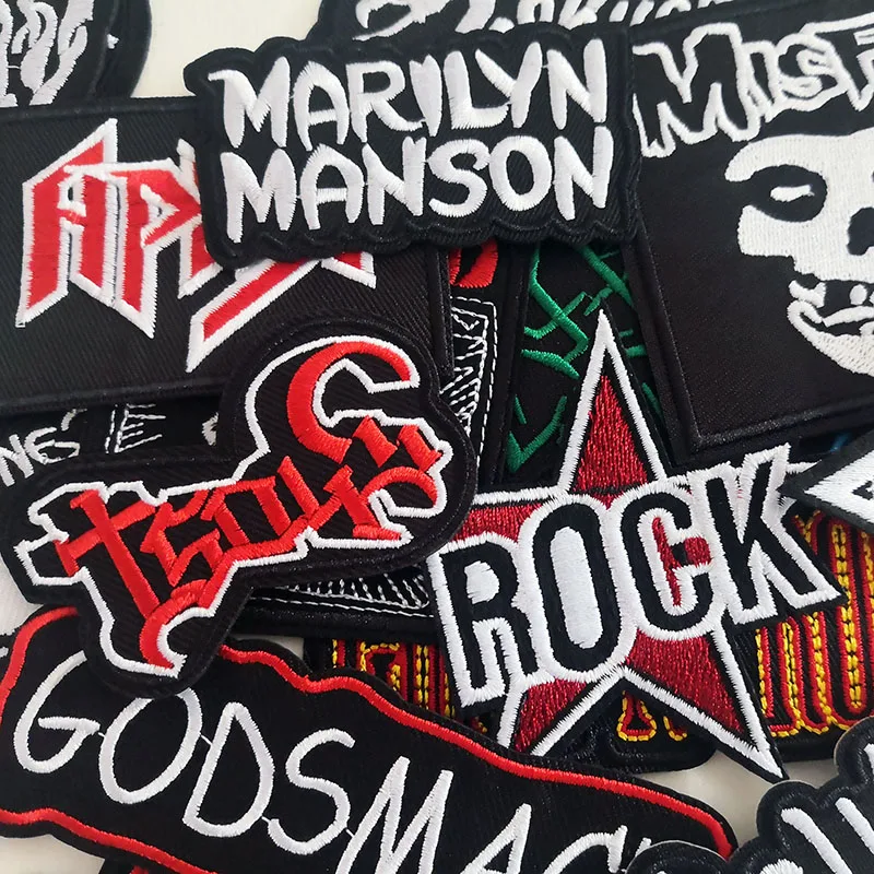 25PCS/Lot Rock Band Patches for Clothing Embroidery Stripes Iron on Stickers Music Badge Clothes Appliques DIY Sewing Supplies