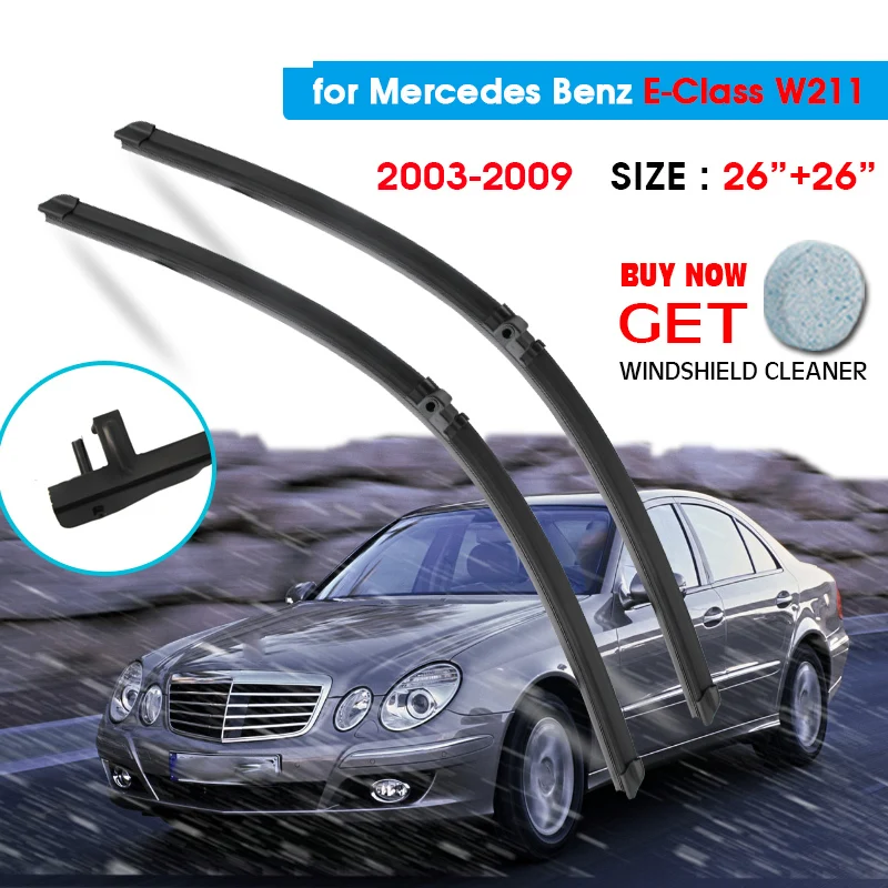 

Car Wiper Blade For Mercedes Benz E-Class W211 26"+26" 2003-2009 Auto Windscreen Windshield Wipers Blades Fit Side Pin Arms