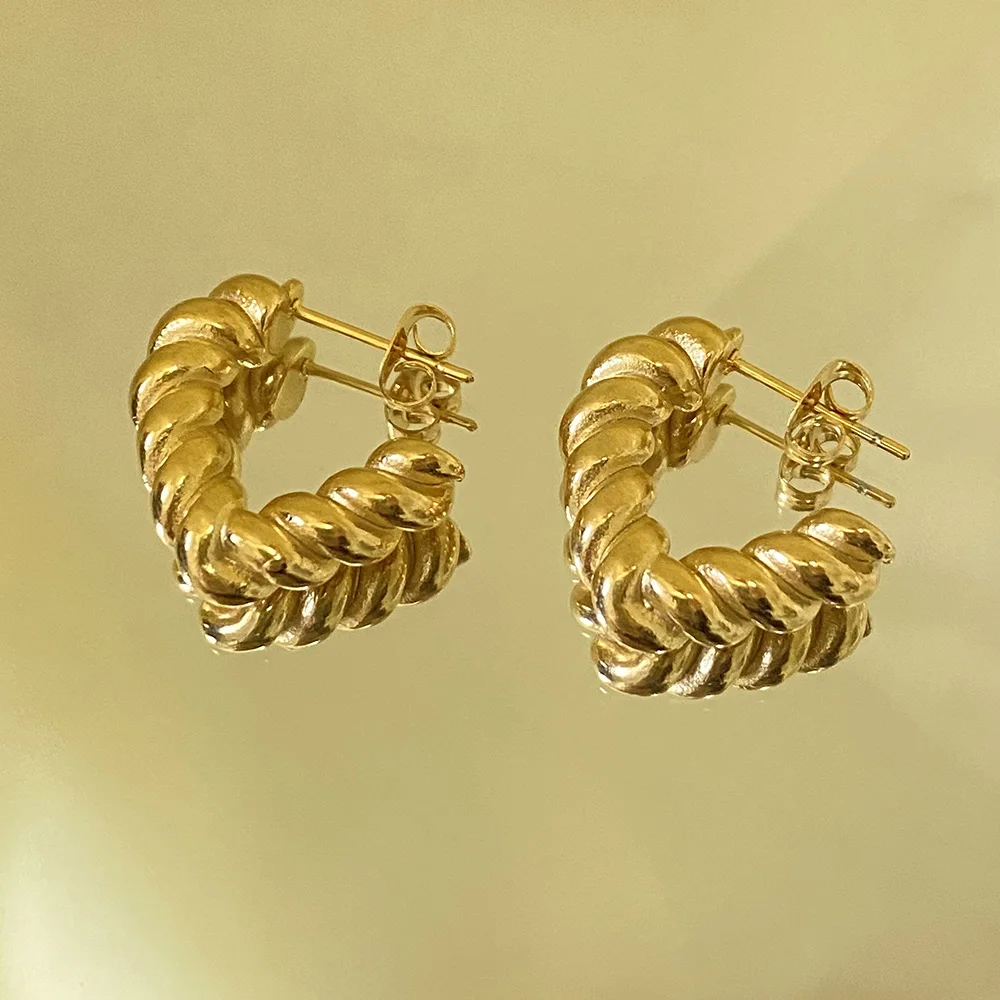 New ins Stainless Steel Gold Earring For Women Vintage Spiral Hoop Earrings Fashion Aesthetic Jewelry Gift