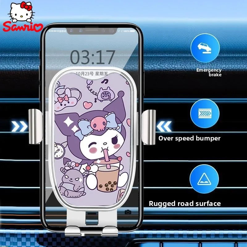 

Sanrio Hello Kitty Kulomi Cartoon Car Mobile Phone Stand Air Outlet Gravity Fixed Navigation Car Anti-Shake Support Stand