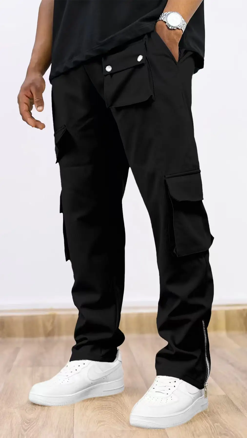 Весенне-осенние новые однотонные рабочие брюки с множеством карманов, модные и легкие мужские повседневные брюки