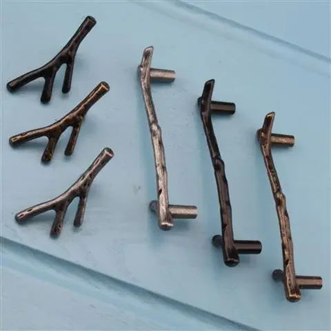 Fashion Tree Branch Furniture Handle 96mm 128mm Black Silver Bronze Kitchen Cabinet Handles Drawer Knobs Door Pulls Hardware