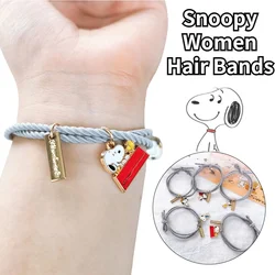 Snoopy Cartoon Hair Bands For Women Girl Hairs Accessories Rubber Band Headwear with Alloy Pendant Children Hair Ties Hair Rope