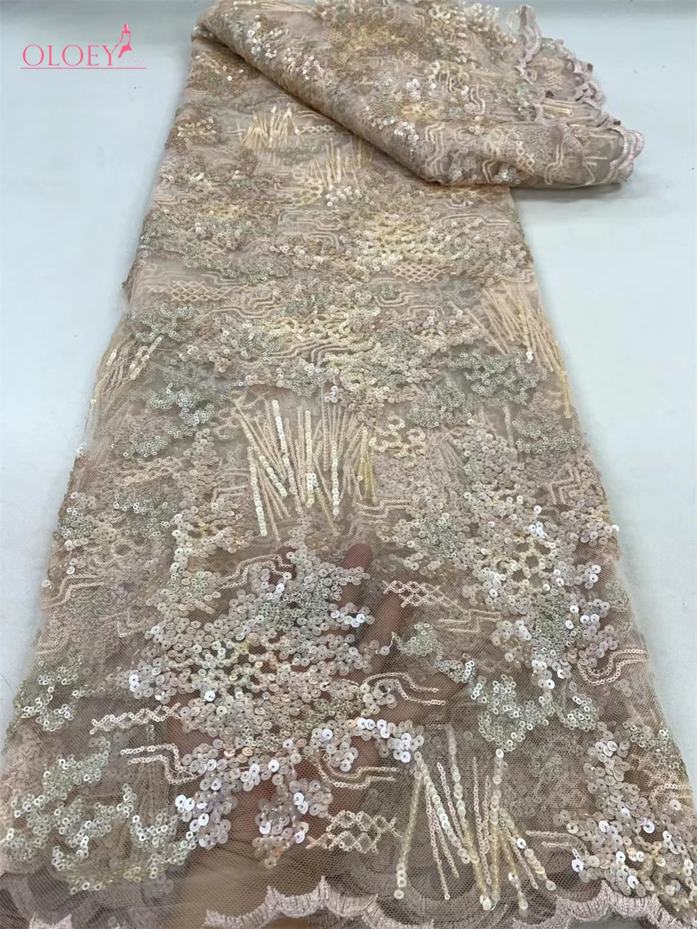 Latest High Quality Elegant Classic Embroidered Lace African French Mesh Sequin Lace Fabric For Wedding Dress