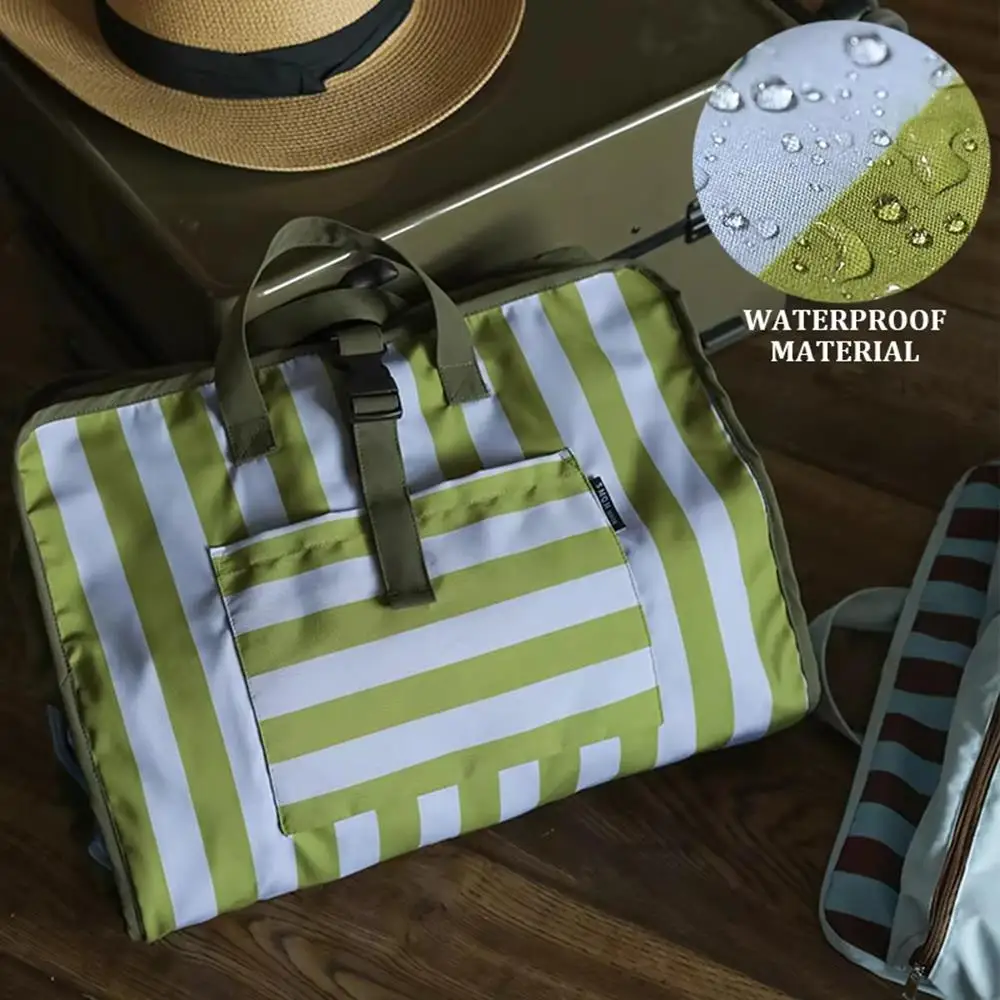 

4in1 Striped Travel Duffel Bag Unisex Hanging Waterproof Travel Tote Folding Carry On Luggage Storage Bag Handbag Carry Pouch
