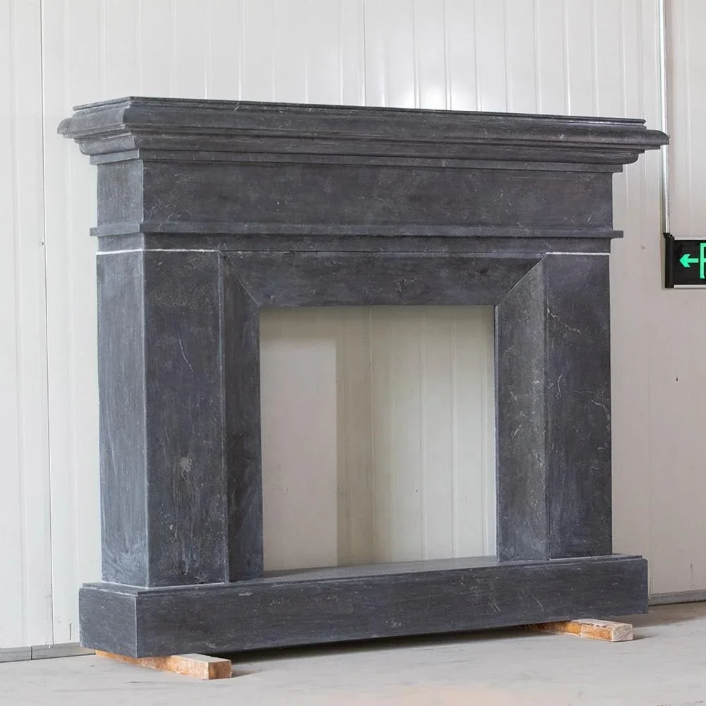 Marble Mantel Blue Limestone Indoor Stone Fireplace Mantel