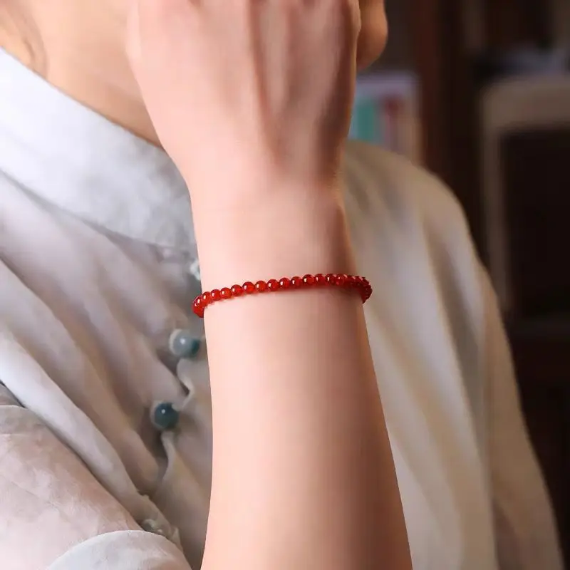 Natural Red Agate Bracelet Female Style Temperament This Year Student Gift Advanced Jewelry Broken Tai Sui Attract Wealth