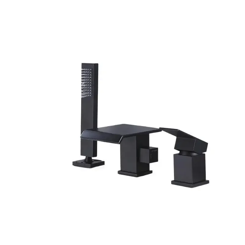 

Cross border waterfall bathtub faucet bathroom toilet large flow full copper four hole cylinder edge bathtub