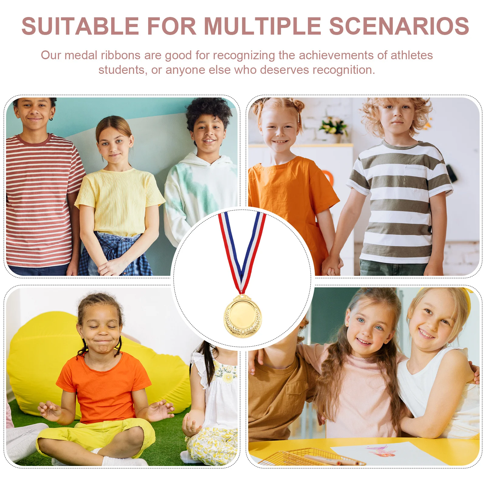 

12Pcs Competition Medal Neck Ribbons Multi-Function Award Ribbon Lanyards Sports Meeting Medal Straps Party Game Accessories