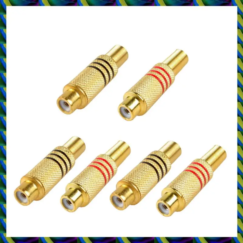 قابس موصل RCA اليومي، 120 حزمة من مسامير توصيل RCA أنثى الصوت والفيديو في الخط مهايئ الرافعة المطلي بالذهب نوع اللحام، ذهبي