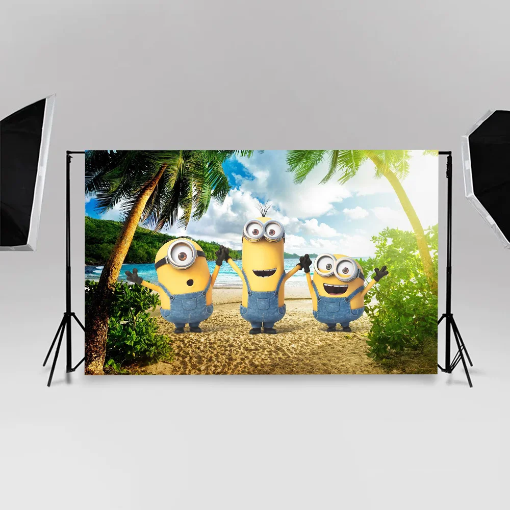 خلفية فيلم كوميدي M-Minions للصور استوديو الأولاد استحمام الطفل حفلة عيد ميلاد سعيد خلفية التصوير الفوتوغرافي