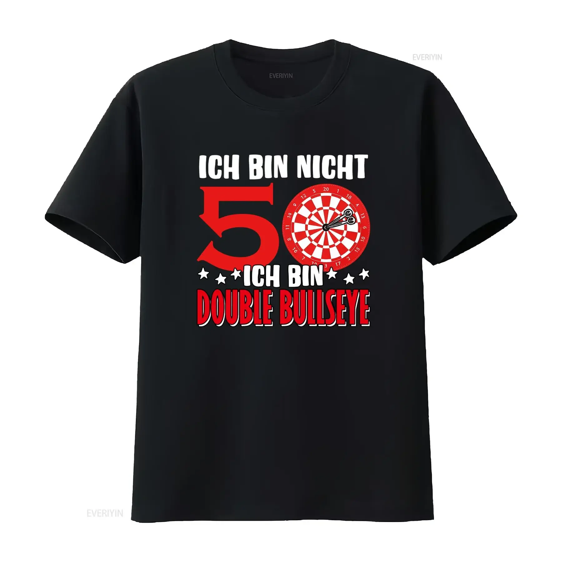 50 Years Fifty Darts T Shirt Ich Bin Nicht 5 Double Bullseye Design vintage Washed homme Soft streetwear Versatile fashion