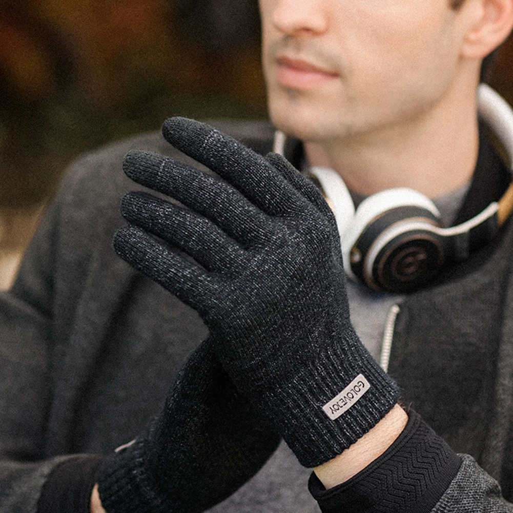 قفازات أصابع كاملة محبوكة للرجال مانعة للإنزلاق ، سميكة ودافئة ، رياضات خارجية ، ركض ، شتاء ، بيع تصفية ، Dz118 ، زوج واحد