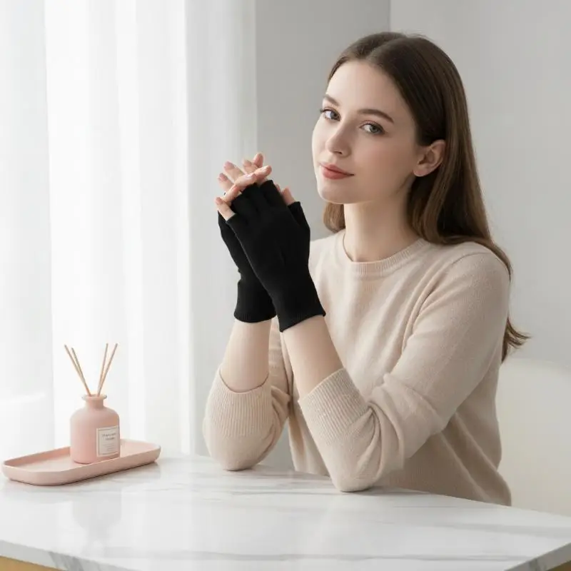2Pcs 1 Pair New Anti UV Thin Nail Gloves Anti Black UV Gel Shield Glove Fingerless Manicure Nail Art Tools LED Lamp Nails Dryer