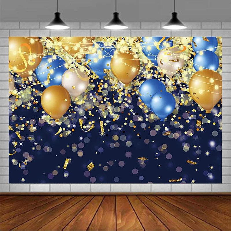 Photography Backdrop Royal Glitter Blue Balloon Birthday Party Prom Graduation Decor Background Cake Table Photo Booth Props