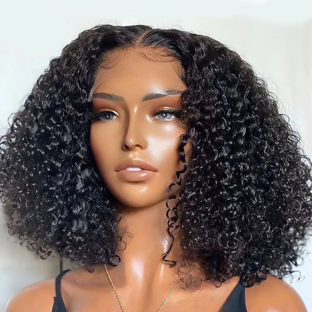 13x6 짧은 곱슬머리 밥 가발 딥 웨이브 HD 레이스 프론트 인모 가발 여성용 워터 웨이브 7x5 13x4 글루리스 가발 프리컷 레이스 가발 250%