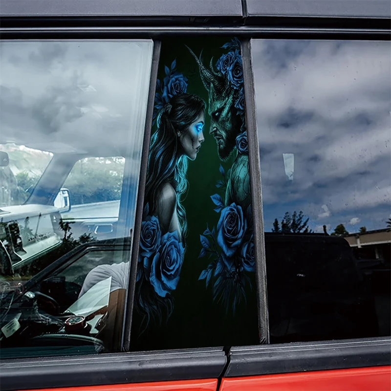 

2 шт. глянцевой защитной полиэтиленовой пленки для центральных стекол автомобиля с изображением демона и человека