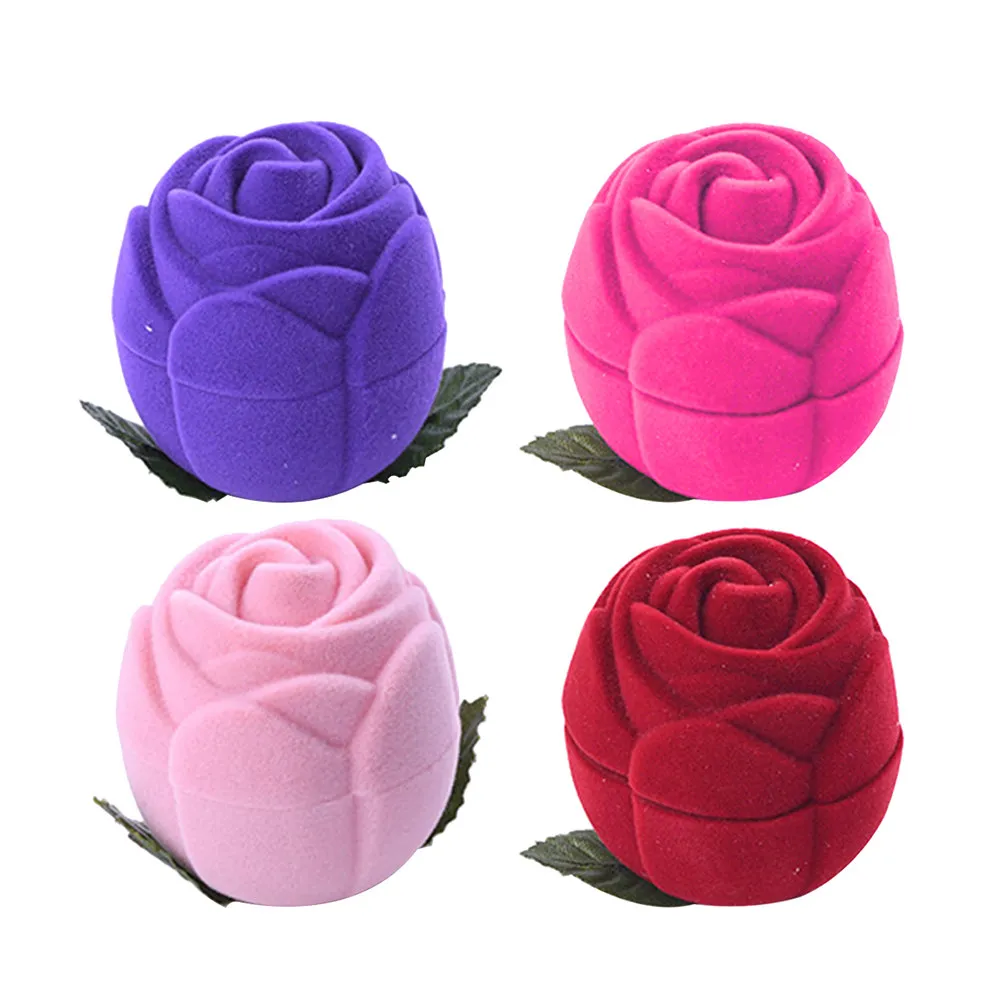 4Pcs Fashion Jewelry Box Delicate Ring Storage Case Compact Lightweight for Valentines Day Mothers Day Christmas Birthday