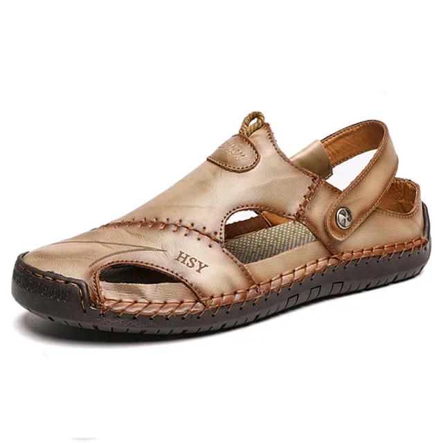 Sandalias romanas clásicas de cuero para hombre, zapatillas de exterior, chanclas de goma para playa, senderismo, agua, verano, 2023