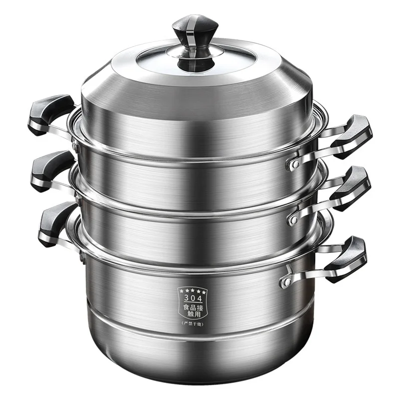 

Steamer 304 stainless steel thickened Multilayer household cage drawer cook stew high-capacity steamer pot