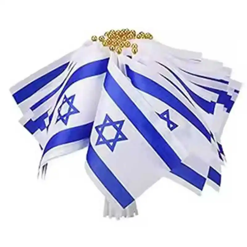 10 Pack Hand Held Israel Flags 14x21cm Polyester Printed Israeli Banners Small Stick Flagpoles For Decoration Celebration Sports