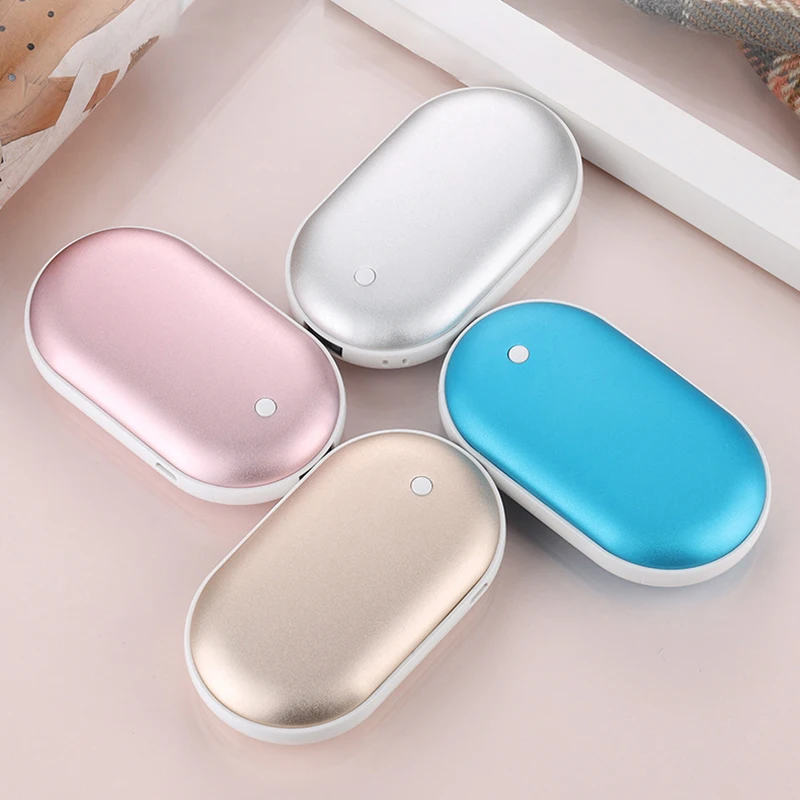 Winter Portable USB Rechargeable Pocket Hand Warmer Mobile Power Mini Hand Warmer Double-sided Quick Heating 5000mAh