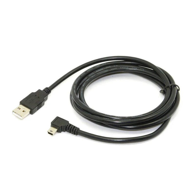 

6Pcs 1.8M Mini USB B Type 5Pin Male 90 Degree Left Angled To USB 2.0 Male Data Cable Black Color