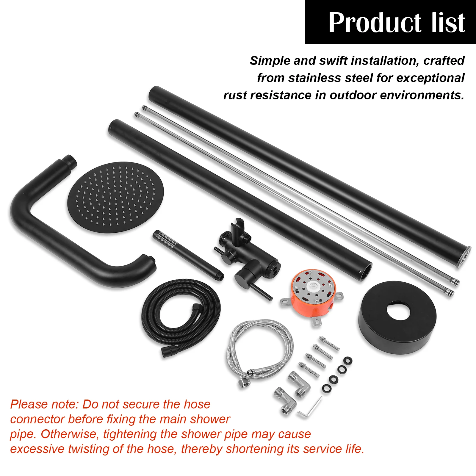 

Двухфункциональный отдельностоящий уличный душ черного цвета для установки на пол, для двора, сада, бассейна, пляжа