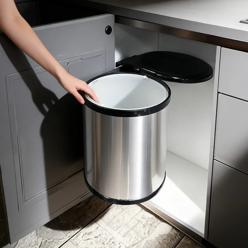 Embedded Trash Can Internal Rotation Trash Bin Kitchen Portable Detachable Garbage Bins Household Anti Odor Waste Bins with Lid