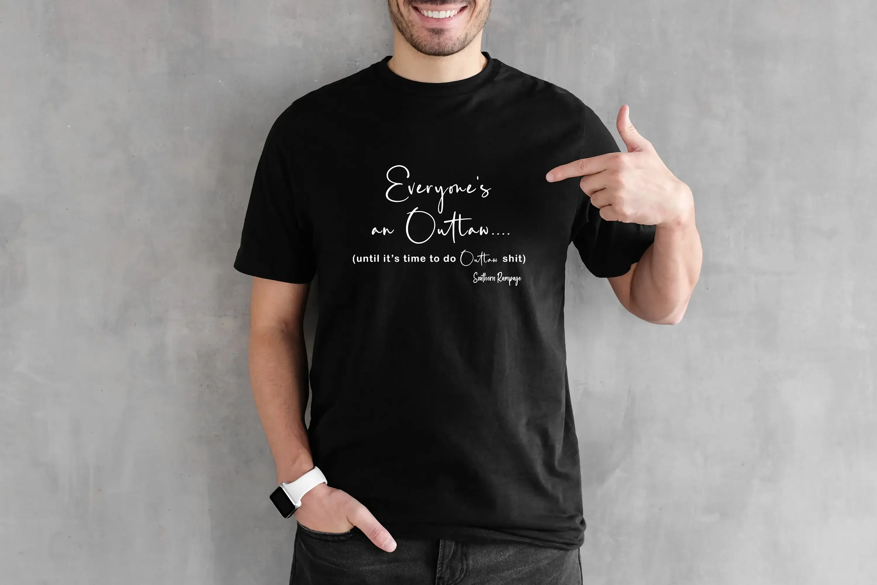 Everyone s an Outlaw T Shirt Graphic Tee Renegade Tshirt 100 Cotton Black White or Gray