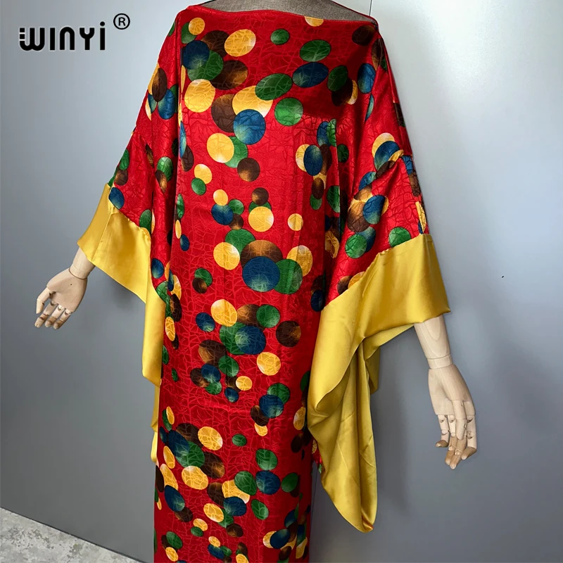 WINYI été koweït imprimer robe de soirée abaya dubaï luxe femme ample vacances caftan femme musulmane vêtements robe de plage