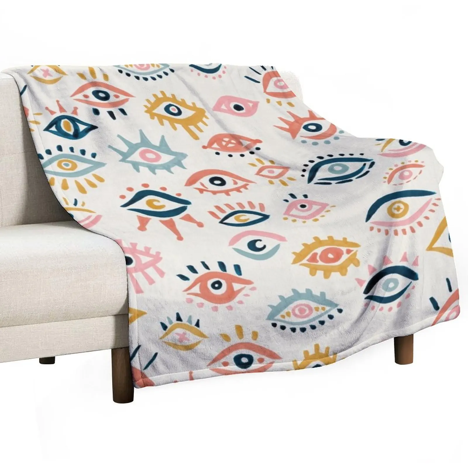 Mystic Eyes a?? Primary Palette Throw Blanket Kid'S Soft Plush Plaid Single Blankets For Sofas Summer Blankets