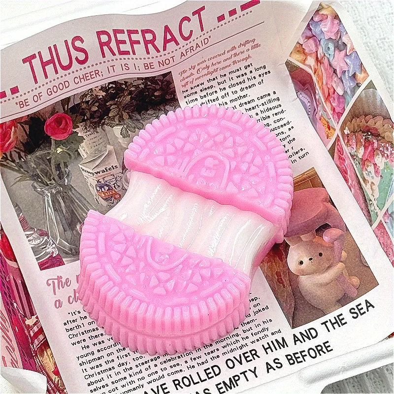 

Новинка игрушки из матового сыра, печенье с половиной разделения, матовое сжатие, сжимание, розовый и черный, забавный трюк