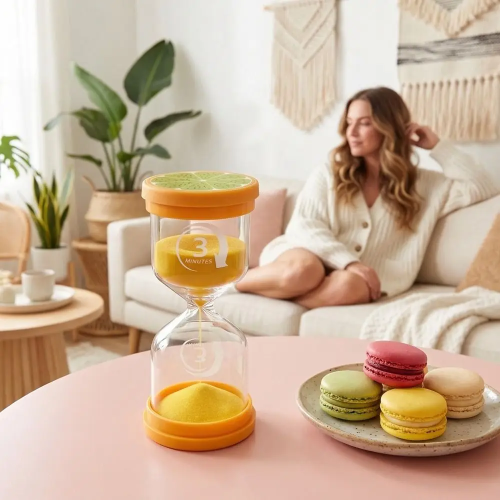 Game Timer Colorful 3/8/16/30 Minutes Hourglass Portable Marcaron Fruit Pattern Hourglass Glass Sand Timer School Use