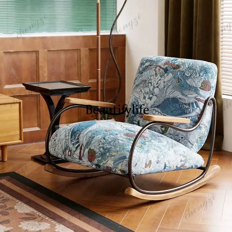 Retro single sofa living room balcony home color embroidery jacquard leisure chair m138