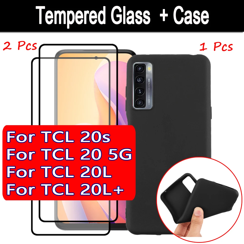 Funda para TCL 20S/TCL 20L/TCL 20 5G/TCL 20L+/TCL 20L Plus, Juego 3 en 1 (1 Funda para teléfono + 2 protectores de pantalla para teléfono)