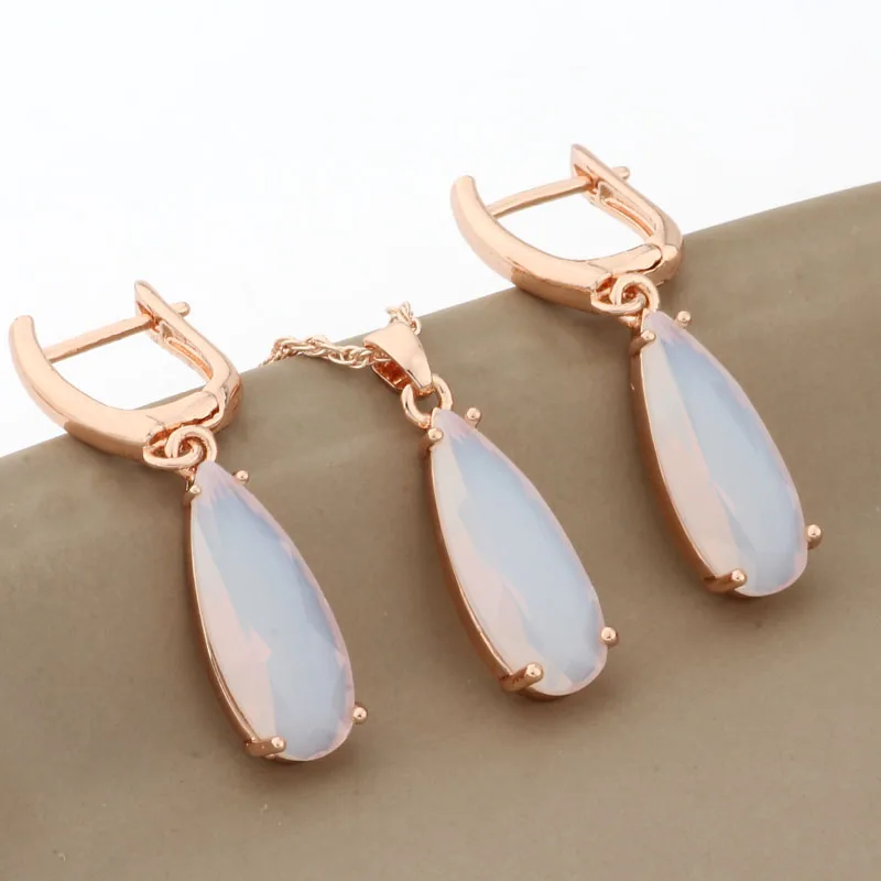 Luxury Quality 585 Rose Gold Color Jewelry Sets Drop Earrings And Pendants Jewelry Sets Cubic Zircon Gifts For New