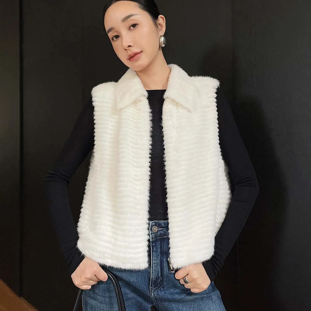 

Winter and autumn fashionable imported mink fur coat Handmade mink fur vest for women