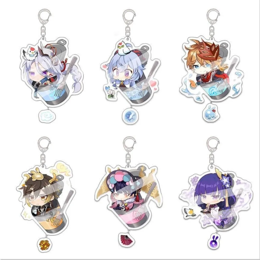 Game Yuan Shen Impacting Decoration Q Version Acrylic Keychain Accessory Cute Yae Miko Klee Zhongli Tartaglia Beelzebul Pendant