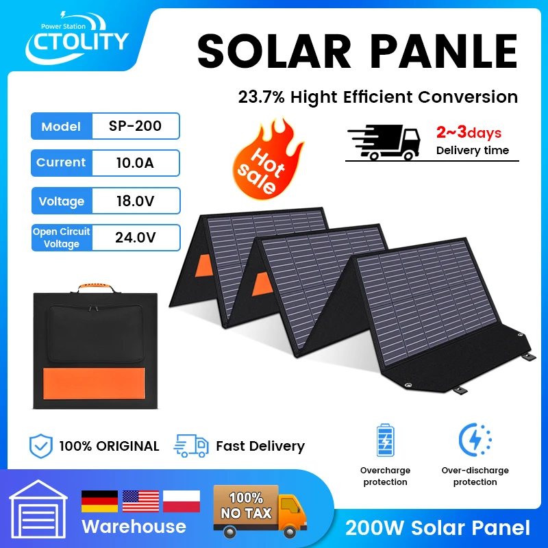 200W Foldable Solar Panel Waterproof New Rigid Set Controller For Home Charge 18V Car Battery Monocrystalline paneles solares