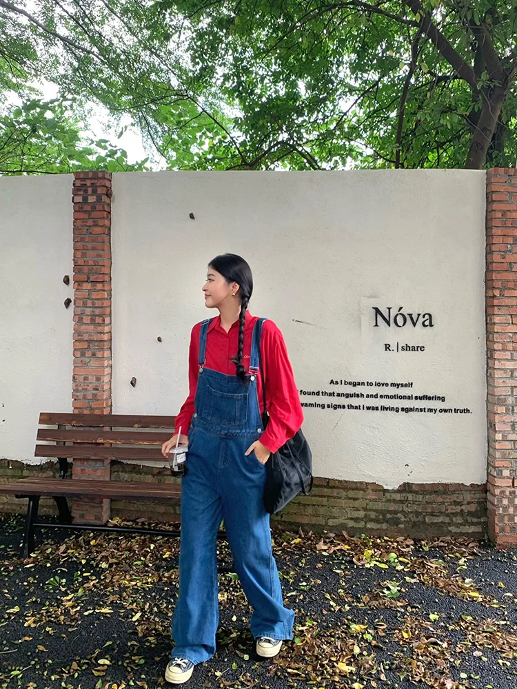 

Lin Da Hui Street Sle Retro 2024 New plus Size Women's Jeans Overalls Loose Fit Casual Trousers for Plump Ladies