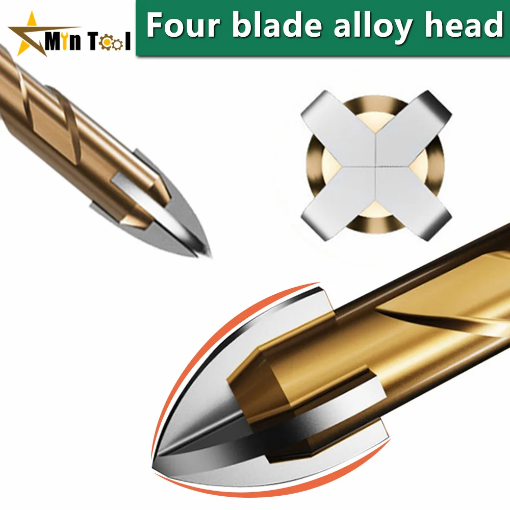 5-10mm Drill Bit Glass Cement Concrete Metal Marble Special High Hardness Four-Edged Alloy Drill Bit Dry Drilling  Power Tool