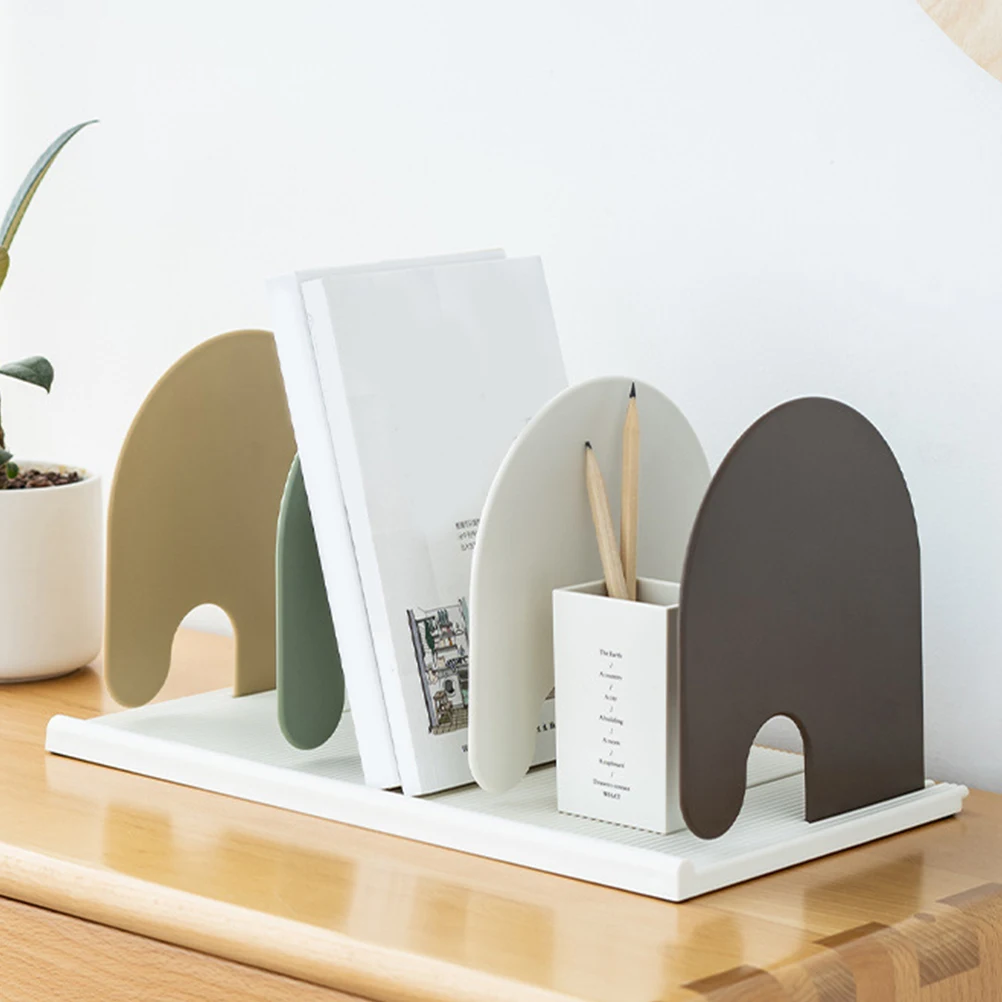 

Multifunctional Plastic Bookshelf Bookend Vertical ganizer Desktop Storage Rack for Office Home Study Binder Folder Laptop